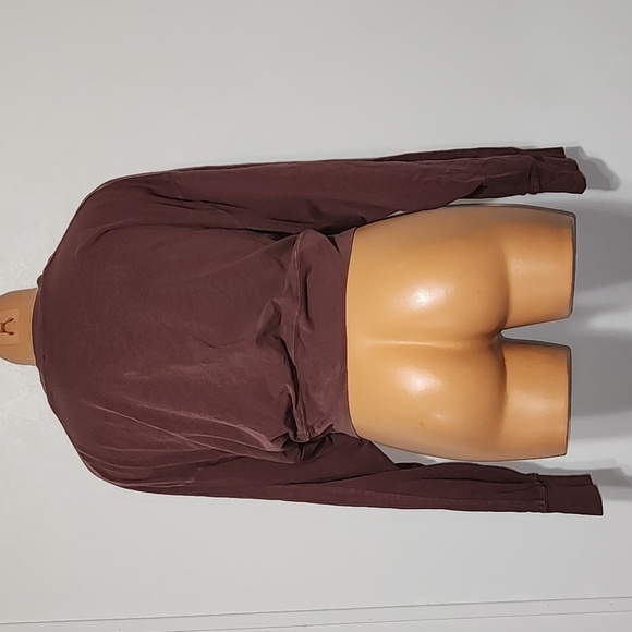 MONO B SUNDAY LONG SLEEVE SUPIMA CROP TOP BURGUNDY SIZE LARGE - Picture 3 of 5